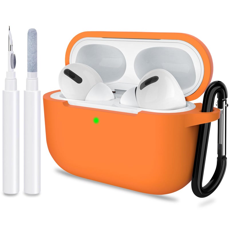 ATUAT for AirPods Pro 1st/2nd Generation Case Cover, Protective Silicone Skin Accessories with Keychain for Women Men for Apple AirPods Pro 2019/2022 Charging Case,Front LED Visible-Bright Orange - Image 1